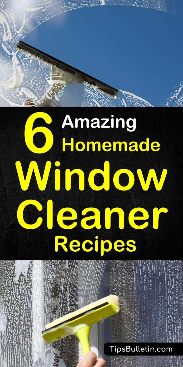 Make your own streak free homemade window and glass cleaner. Includes six DIY cleaning recipes for cleaning solutions based on ammonia, vinegar, cornstarch and lemon juice. Perfect for heavy duty natural cleaning of interior and exterior windows and glass.#windowcleaning #window #cleaner